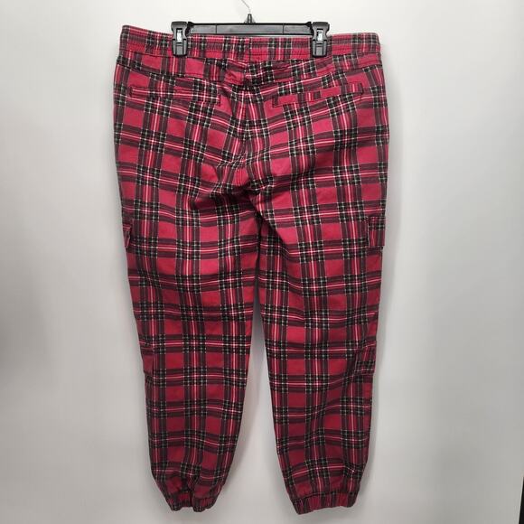 Love Love Love Y2K Red Plaid Grunge Faux Cargo Plus Joggers Pants Women's 3X - Picture 10 of 12